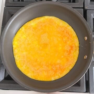 The eggs were added to the skillet.