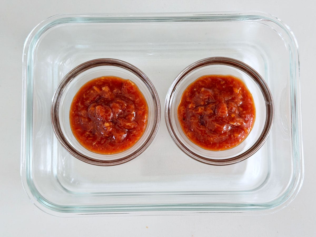 Storing cocktail sauce.