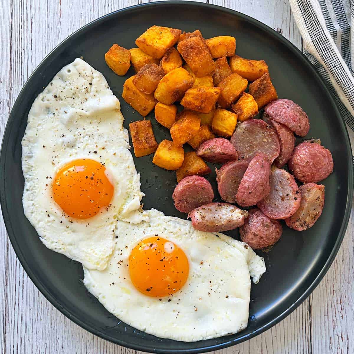 Leftover pumpkin and radishes are served with fried eggs.