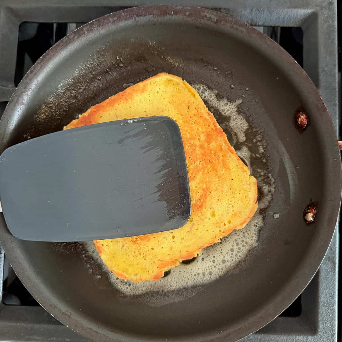 Toasting the herb version in a skillet.